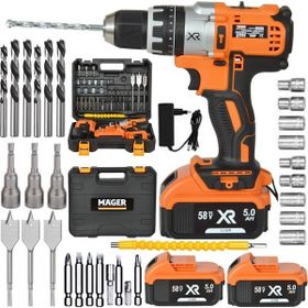 Mager Germany Thechnology XR 58 W 5 Ah Darbeli Çift Akülü Şarjlı Vidalama Matkap