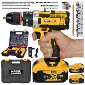 Mager ZY-04 Darbeli Çelik Madren Su Terazili 26 Parça Çantalı Işıklı Akülü Şarjlı Vidalama Matkap