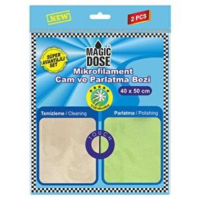 Magic Dose FA2-1229 Mikrofilament Cam ve Parlatma 40x50 cm 2'li Oto Temizlik Bezi