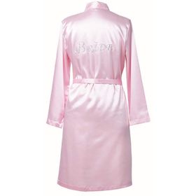 Magic Form 30427 Somon Mürdüm Düz Saten Kumaşlı Arkası Bride Yazılı Kısa Sabahlık