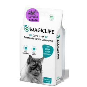 Magic Life 20 lt İnce Taneli Lavanta Kokulu Beyaz Bentonit Kedi Kumu