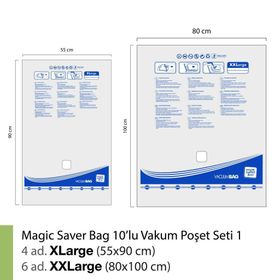 Magic Saver Bag 10'lu Vakumlu Poşet Seti 1