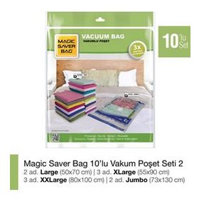 Magic Saver Bag 10'lu Vakumlu Poşet Seti 2