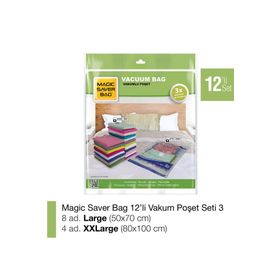 Magic Saver Bag 12'li Vakumlu Poşet Seti 3