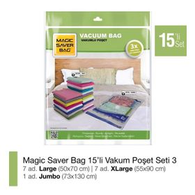 Magic Saver Bag 15'li Vakumlu Poşet Seti 3