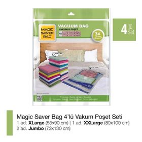 Magic Saver Bag 4'lü Seyahat Vakumlu Poşet Seti 5