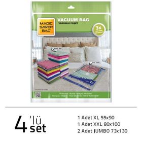 Magic Saver Bag 4'lü Vakumlu Poşet Seti 4