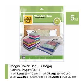 Magic Saver Bag 5'li Bagaj Vakumlu Poşet Seti 1