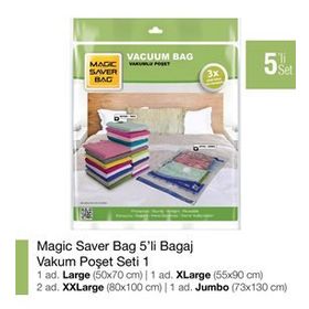 Magic Saver Bag 5'li Bagaj Vakumlu Poşet Seti 1