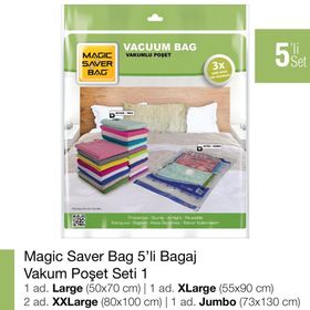Magic Saver Bag 5'li Bagaj Vakumlu Poşet Seti 1