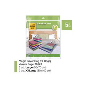 Magic Saver Bag 5'li Bagaj Vakumlu Poşet Seti 3