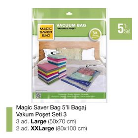 Magic Saver Bag 5'li Bagaj Vakumlu Poşet Seti 3