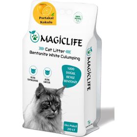 Magiclife 20 L İnce Tane Portakal Kokulu Beyaz Bentonit Kedi Kumu