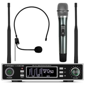 Magicvoice MV-1100E Çift Tunerli Kablosuz 1 El Telsiz UHF Mikrofon