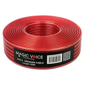 Magicvoice Mv-29553 2X0.50 mm Siyah Şeffaf Kırmızı Çizgili 100 mt Cca Hoparlör Kablosu