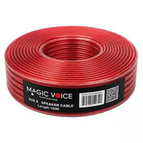 Magicvoice Mv-29553 2X0.50 mm Siyah Şeffaf Kırmızı Çizgili 100 mt Cca Hoparlör Kablosu