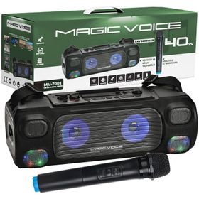 Magicvoice MV-7001 40 W VHF El Mikrofonlu USB-SD-Bluetooth Işıklı Taşınabilir Şarjlı Seyyar Amfi