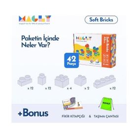 Magly Soft Bricks Yumuşak 42 Parça Renkli Yapı Blokları