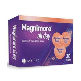 Magnimore All Day 30 Tablet Magnezyum ve P5P (Vitamin B6) İçeren Takviye Edici Gıda