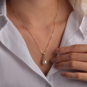 MaGümüş 14 Ayar Altın İnci Kolye