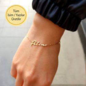 MaGümüş 14 Ayar Altın İsim Bileklik