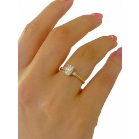 MaGümüş 8 Ayar Altın Oval Zirkon Minimal Tarz Yüzük