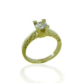 MaGümüş 8 Ayar Altın Özel Montür Sonsuzluk 6 mm Zirkon Tektaş Yüzük