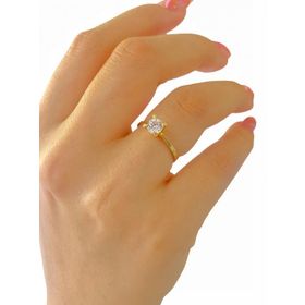 MaGümüş 8 Ayar Altın Zirkon Tek Taş 5 mm Yüzük