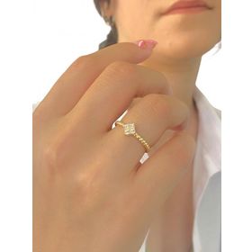 MaGümüş 8 Ayar Minik 4 Taş Zirkon Altın Yüzük