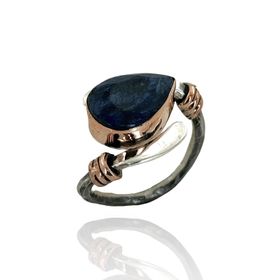 MaGümüş 925 Gümüş Doğal Safir Taş Otantik Yüzük