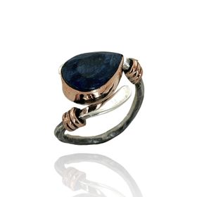 MaGümüş 925 Gümüş Doğal Safir Taş Otantik Yüzük
