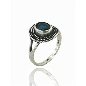 MaGümüş 925 Gümüş Minik Safir Taş Günlük Otantik Kadın Yüzük