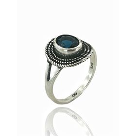 MaGümüş 925 Gümüş Minik Safir Taş Günlük Otantik Kadın Yüzük