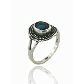 MaGümüş 925 Gümüş Minik Safir Taş Günlük Otantik Kadın Yüzük