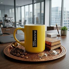 Mahmood Coffee Sarı Mottolu Porselen Kupa
