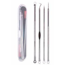 Make up Time Akne ve Siyah Nokta Temizleyici 4'lü Set Paslanmaz Çelik Gümüş Komedon