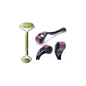 Make up Time Dermaroller 0,5 mm 540 Iğneli Cilt Yenileme Aleti Jade Roller 2'li Yeşim Taşı Masaj Aleti