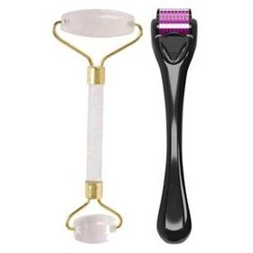Make up Time Dermaroller 0,5 mm 540 Iğneli Cilt Yenileme Aleti Jade Roller 2'li Yeşim Taşı Masaj Aleti
