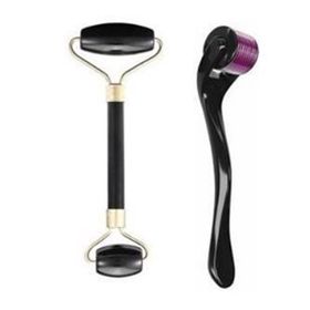 Make up Time Dermaroller 0,5 mm 540 Iğneli Cilt Yenileme Aleti Jade Roller 2'li Yeşim Taşı Masaj Aleti