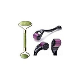 Make up Time Dermaroller 0,5 mm 540 Iğneli Cilt Yenileme Aleti Jade Roller 2'li Yeşim Taşı Masaj Aleti
