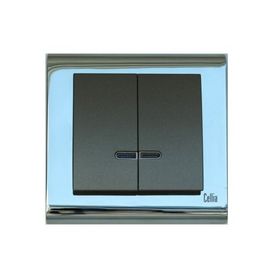 Makel Cellia Işıklı Komütatör Yeşil Krom Çerçeve Kapak