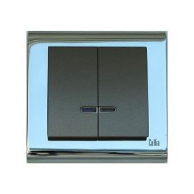 Makel Cellia Işıklı Komütatör Yeşil Krom Çerçeve Kapak