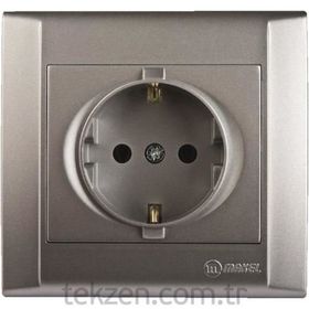 Makel M42065028 Defne Topraklı Metalik Gümüş Priz