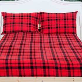 Maki Pazen 100x200 cm %100 Pamuk Kırmızı Ekose Tek Kişilik Lastikli Çarşaf Takımı