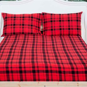 Maki Pazen 100x200 cm %100 Pamuk Kırmızı Ekose Tek Kişilik Lastikli Çarşaf Takımı