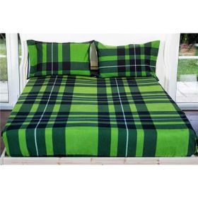 Maki Pazen Flanel Yeşil Ekose 100x200 cm %100 Pamuk Tek Kişilik Lastikli Çarşaf Takımı