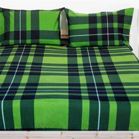 Maki Pazen Flanel Yeşil Ekose 100x200 cm %100 Pamuk Tek Kişilik Lastikli Çarşaf Takımı