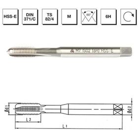 Makina Takım B00105721200 DIN-371/C M12 HSS-E Metrik Normal Vidalı Düz Kanallı Makina Kılavuzu