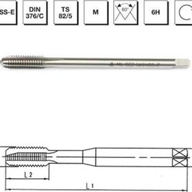 Makina Takım B00105780500 DIN-376/C M5 HSS-E Metrik Normal Vidalı Düz Kanallı Makina Kılavuzu