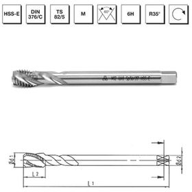 Makina Takım B00105790260 DIN-376/C M14 HSS-E Metrik Normal Vidalı Helis Kanallı Makina Kılavuzu